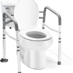 Toilet Safety Rail - Adjustable Detachable Toilet Safety Frame with Handles Heavy-Duty Stand Alone - for Elderly, Handicapped