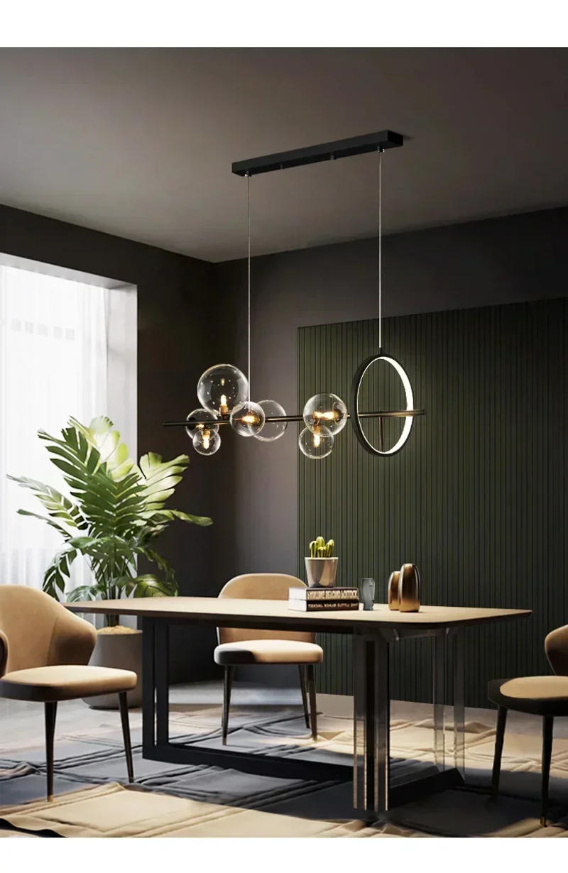 Description Picture 4 of itemModern LED Novelty Glass bubble Chandelier Nordic Dining room Lamp Office lighting Kitchen Island Home Decoration Hanging lights