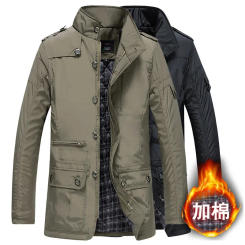 Luxury Brands Winter Cotton Jacket Men Trench Coat Parka Warm Long Sleeve Slim Fit Casual Solid Color Coats Bomber