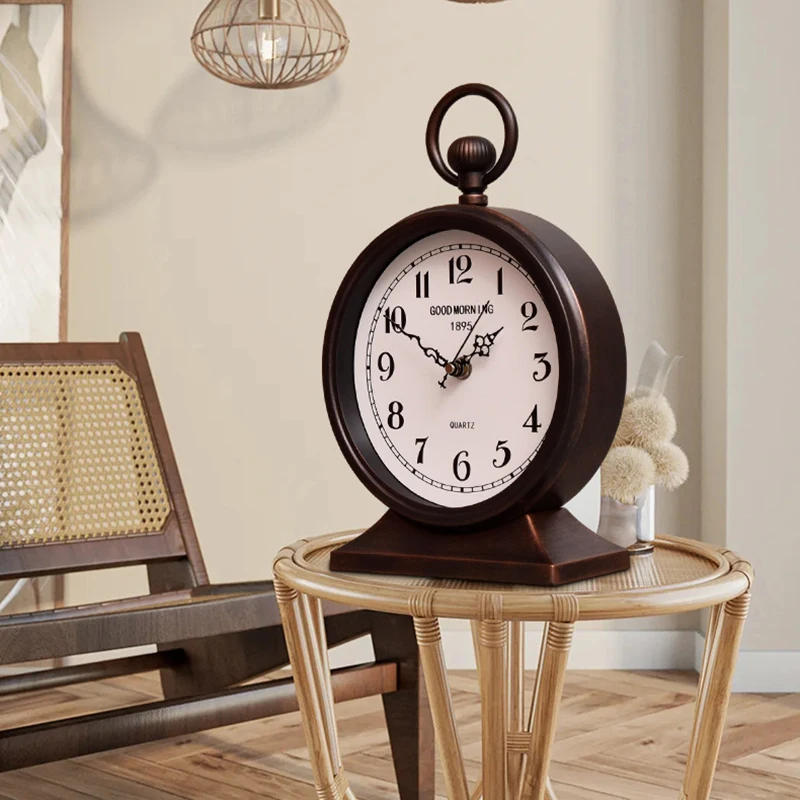 Description Picture 4 of itemVintage Clock Bedroom Silent Mechanism Table Clocks Creative Desktop Decoration Clock Nordic Interior Bedside Table Clocks
