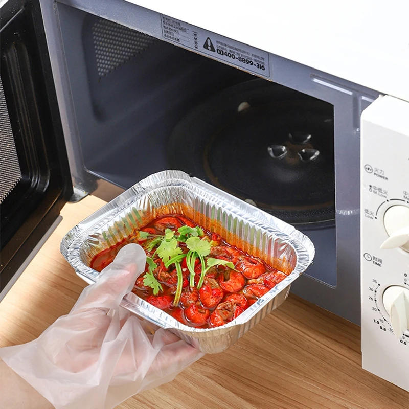 Description Picture 6 of item50PCS Aluminum Foil Tray Pan Disposable Thickened Food Container BBQ Tray Takeaway Packing Boxes for Kitchen Cooking Baking Tool