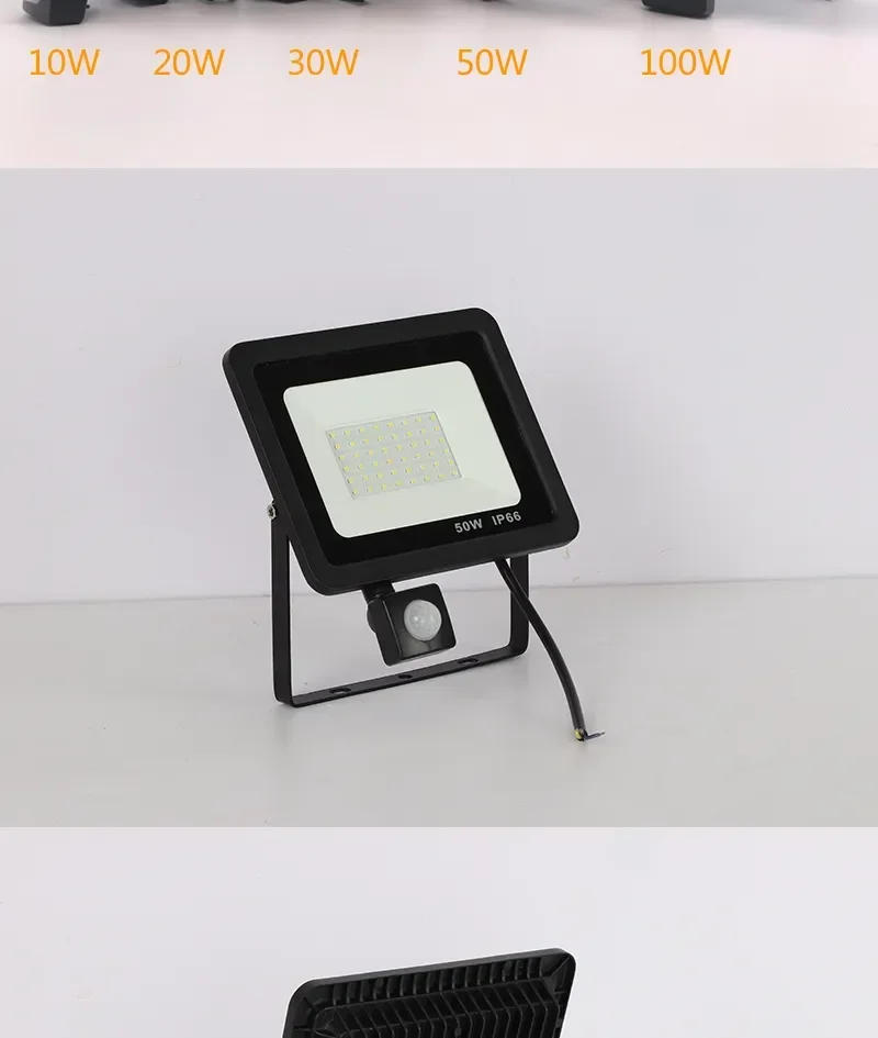 Description Picture 4 of itemLED floodlight 150W 100W 50W 30W 20W 10W PIR motion sensor IP66 waterproof LED 220V hanging outdoor wall lamp spotlight