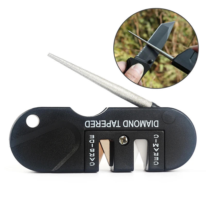Description Picture 3 of item1Pcs Portable Tungsten Ceramic Carbide Knife Whetstone Sharpener Sharpen Fish Hook Pocket Diamond Tool Camp Hike Outdoor