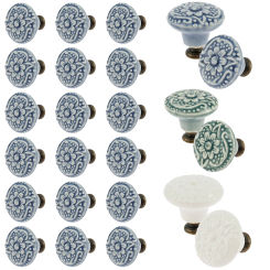 20Pcs Vintage Ceramic Handles Furniture Cabinet Handles Creative Decorative Drawer Knobs Cupboard Pulls  Hardware Accessories