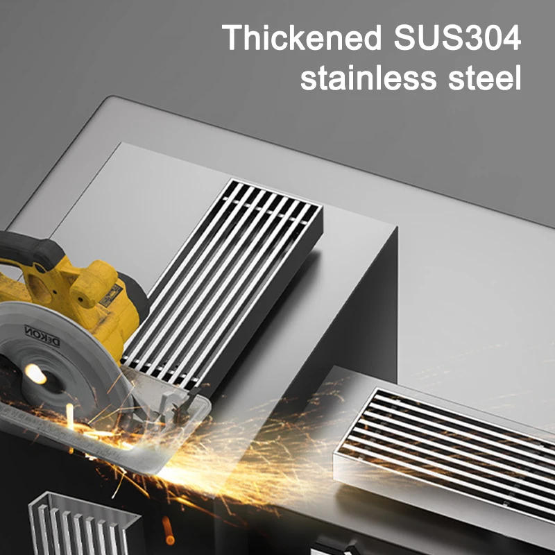 Description Picture 3 of itemThickened Solid Floor Drain 304 Stainless Steel Bathroom Shower Drain Odor Proof Shower Room Large Displacement Long Floor Drain