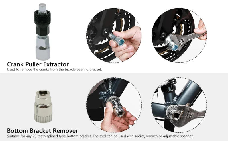 Description Picture 3 of itemBike Repair Tool Kit 6 Pcs Bicycle Repair Tools Set with Flywheel Remover Wrench Chain Breaker Cycling Multitool MTB Accessories