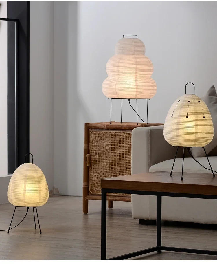 Description Picture 3 of itemJapanese-style Noguchi Isamu Tea Room Rice Paper Floor Lamp Hotel Bedroom Study Home Decorate Surprised Style Design Table Lamps