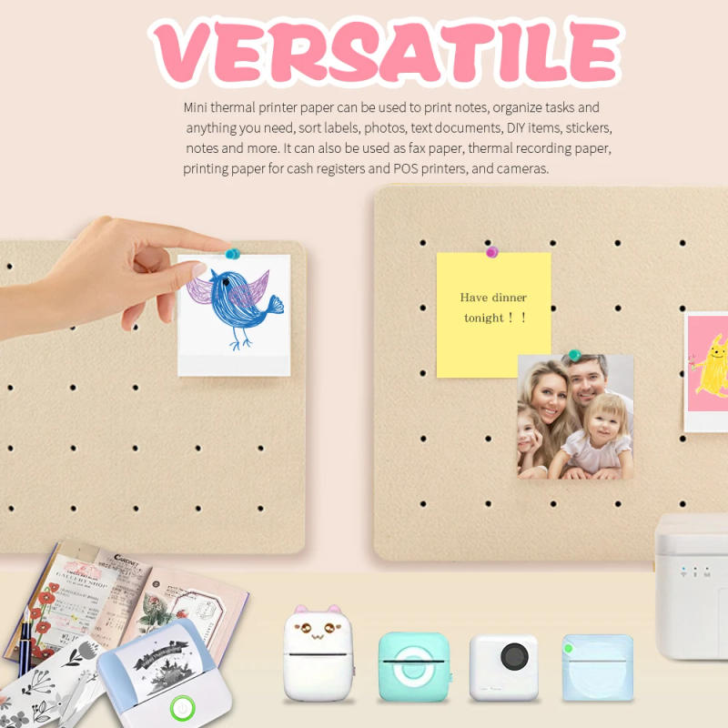 Description Picture 5 of item57*25MM HD Mini Printer Thermal Paper Self-adhesive Roll Paper Label Sticker Photo Inkless Printing Portable Printer Color Paper