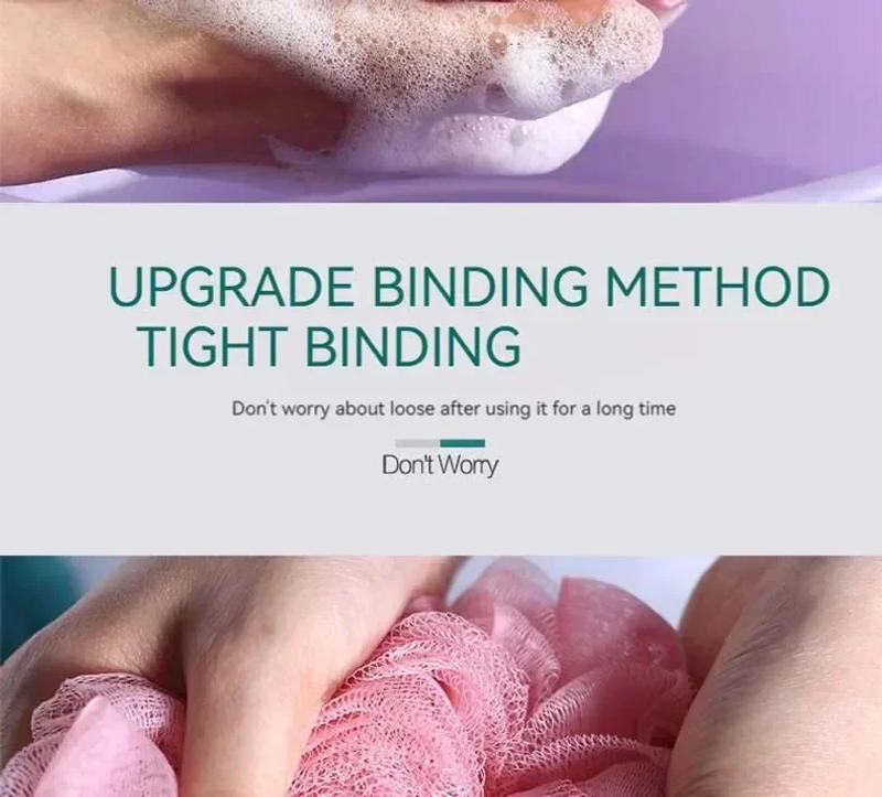 Description Picture 6 of item3 PCS Large Bath Balls Color Blocking PE Bath Flower Soft Scrubbing Bubble Net Two Color Bath Flower