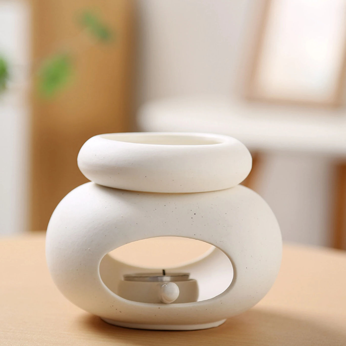 Description Picture 2 of itemOval Essential Oil Burner Large Capacity Aroma Oil Warmer Separate Aromatherapy Stove Detachable Household Wax Melting Device