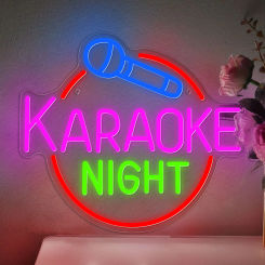 KARAOKE NIGHT LED Neon Sign USB Powered Dimmer Switch Wall Decor Night Light For Music Room Bar Game Room Karaoke Party Man Cave