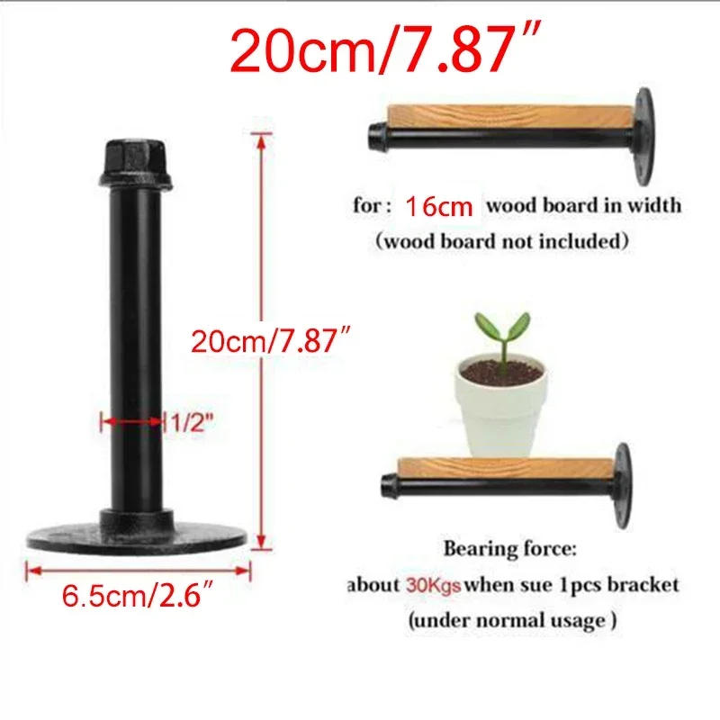 Description Picture 4 of itemWall Storage Shelf Holder Brackets With Screw Book Shelving Industrial Steampunk Iron Pipe Furniture Shelves Holder Racks