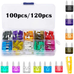 100/120pcs Car Blade Fuses Assortment Kit, Automotive Replacement Fuses Low Profile Mini Blade Fuses for Car Boat Truck
