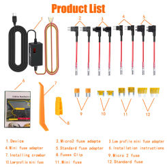for REDTIGER Type C USB 12V 24V to 5V Dash Cam Hardwire Kit  Circuit  Low Voltage Protection for F7N F9 F17 F7N T Dash Cam