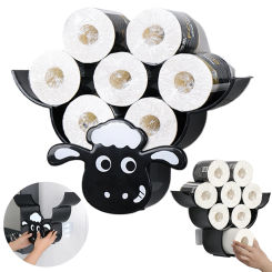 Sheep Toilet Paper Holder Rack Cute Toilet Paper Roll Holder 7 Rolls Funny Wall Mount Toilet Paper Storage for Bathrooms Kitchen