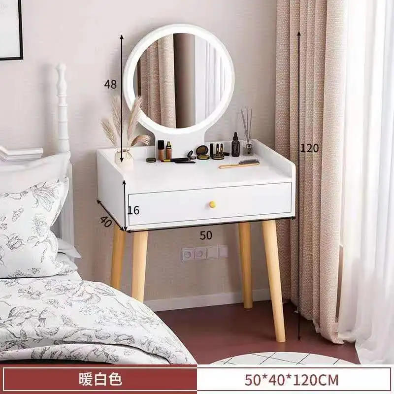 Description Picture 4 of itemNew 50/60/70cm Dressing Table with Touch screen LED Mirror Makeup Vanity Table Storage Beside Dedroom Makeup Table with Drawer