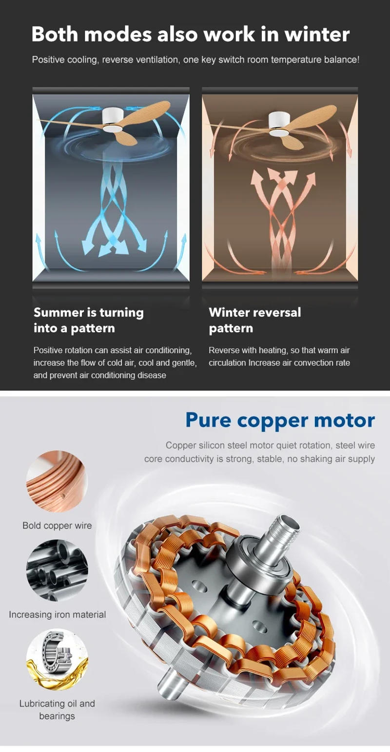 Description Picture 4 of itemIFF Ceiling Fan Without Light Modern Style Low Floor Black and White DC Motor Remote Control