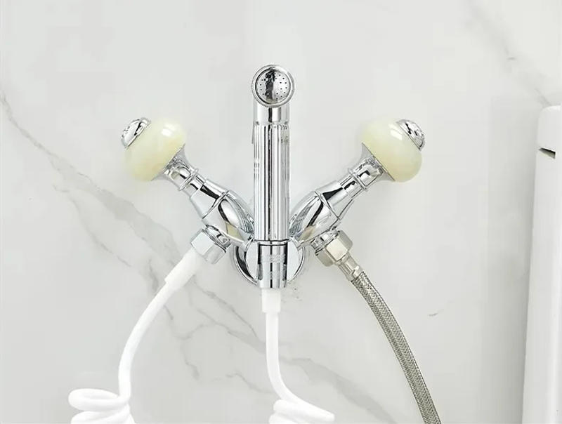 Description Picture 3 of itemNew Wall Mounted Toilet Bidet Sprayer Set Brass Double Use Bathroom Toilet High Pressure Gun Gold Marble Handle