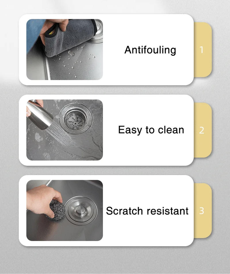 Description Picture 3 of itemStainless Steel Kitchen Sink Single Bowl Handmade Brushed Wash Basin Above Counter For Kitchen Fixture With Drainage Accessories