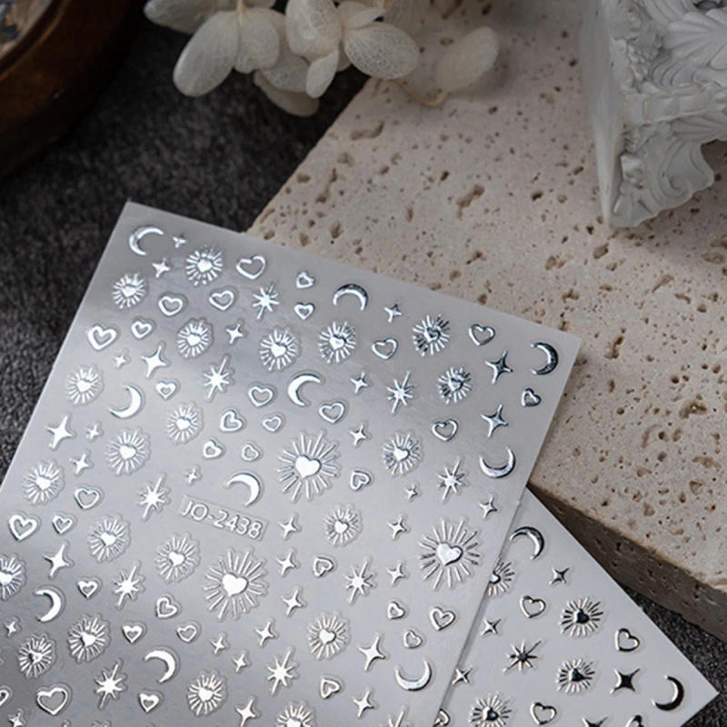 Description Picture 4 of item5pcs 3D Random Gold Silver Nail Nail Art Decoration Stickers Luxury Kawaii Star Heart Series Sliders Decals Nail Accessories DIY