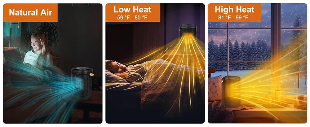 Description Picture 4 of itemWarm Air BlowerLow Noise 750W/1500W Ptc Portable Fan Heater Room Heater Small Space Electric Heater Fan With Remote Controlled