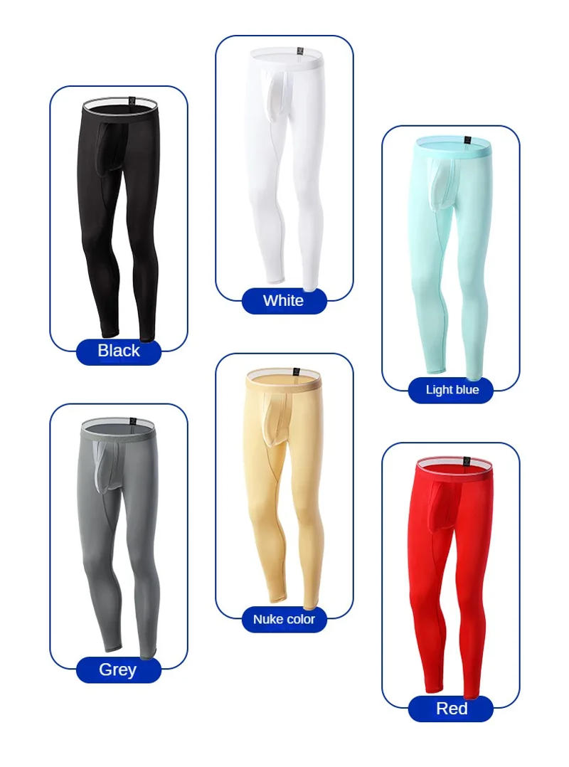 Description Picture 5 of itemCLEVER-MENMODE 2x/ kit Ice Silk Long Johns Pants Sexy Men Thermal Underwear Ultra-thin Long Penis Pouch Bulge Trousers Sleep Leg