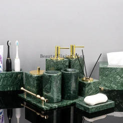 Indian Green Natural Marble Bathroom Accessories Retro Soap Dispenser Soap Dish Toothbrush Holder Tissue Box Bathroom Toiletry