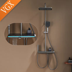 VGX Smart Bathroom Shower System Modern Bathroom Temperature Display Shower Faucet Set Rainfall Bathroom Mixer Bidet Shower Set