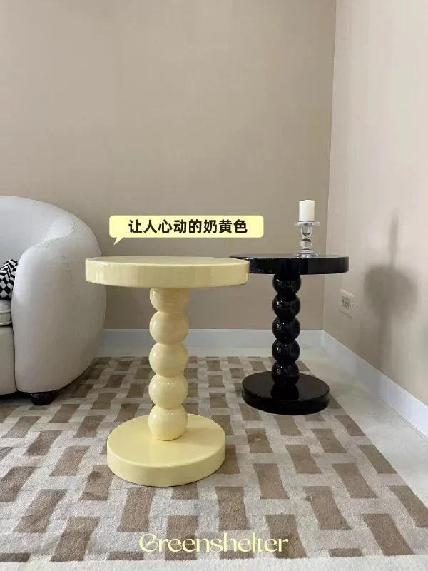 Description Picture 5 of itemModern Garden Coffee Table Nordic Black Wooden Outdoor Coffee Table Corner Round Mesa Lateral Para Sala Home Furniture YN50CT