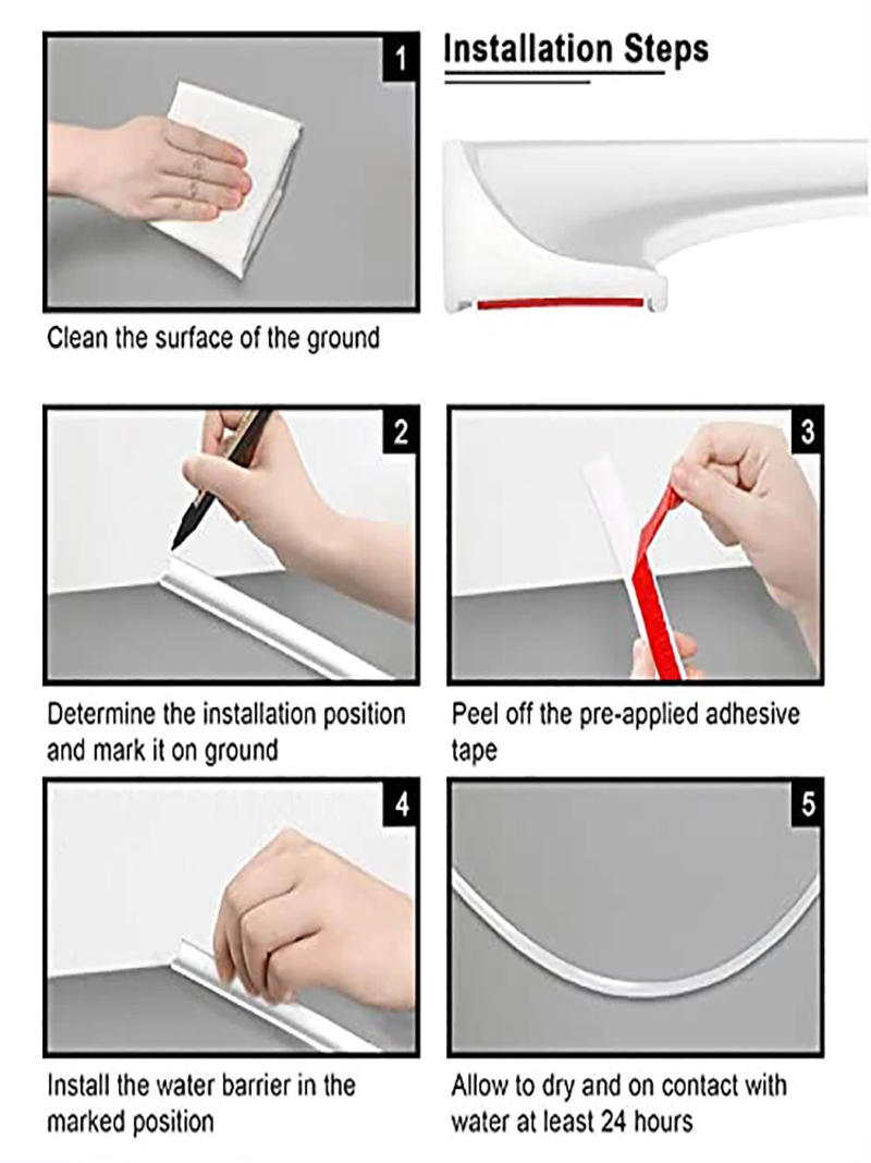 Description Picture 4 of itemSelf-Adhesive Water Retaining Strip Silicone Bendable Dry &Wet Separation Kitchen Bathroom Door Shower Dam Barrier 30/50/100cm