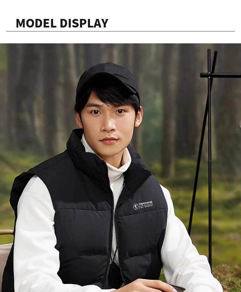 Description Picture 3 of itemQIAODAN Winter Sports Jacket Men 2025 Stand Collar Warm Windproof Versatile Outdoor Vest Tops Male Fashion Loose QXEKD3244005