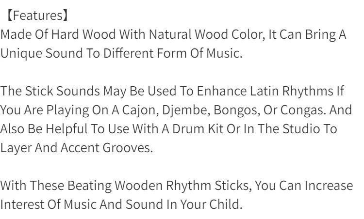 Description Picture 2 of item2pcs Wooden Drum Sticks for Kids - Classical Music Rhythm Sticks for Beginners - Perfect Percussion Toy Gift for Kids