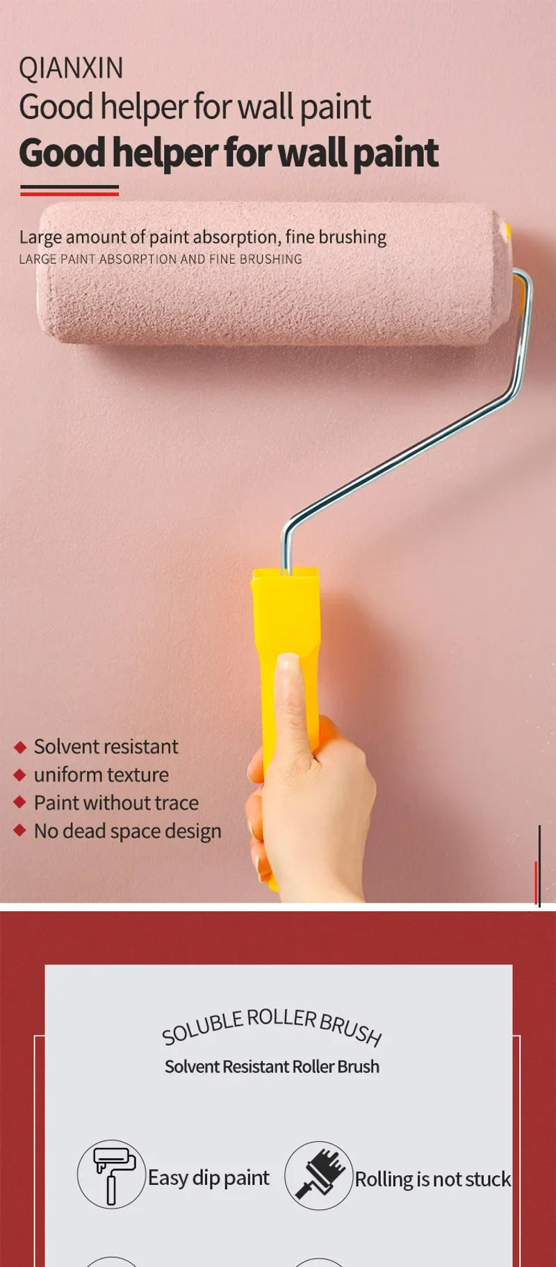 Description Picture 2 of itemMultifunctional Fine Plush Paint Roller Brush Tool Household Use Wall Brushes Tackle Roll Decorative Painting Brush Tool