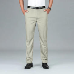 2024 New Bamboo Fiber Business Casual Pants Men's Ultrathin Loose Straight Stretch Breathable Non-Ironing Summer Suit Pants