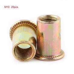 Carbon Steel Flat Threaded Rivet Nut Flange Rivnut Nutsert Fastener Kit - M3 to M12 Wood Screw Nut