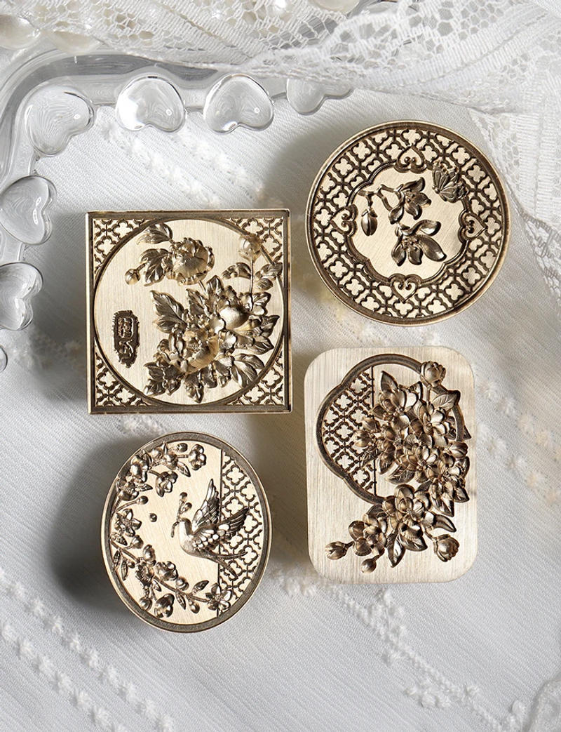 Description Picture 4 of item3D Embossed Wax Paint Seal Stamp Swallow/Spring/Flower/Begonia Copper Head Envelopes Wedding Invitations Scrapbooking Gift