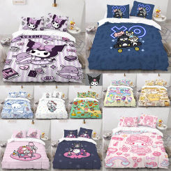 New Cartoon Sanrio Duvet Cover Kuromi Hello Kitty Various Designs Kids Gift Boys Girls Bedding Set Single Double Size Room Decor