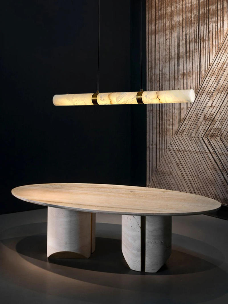 Description Picture 6 of item2024 Trendy Natural Marble Cylinder Dimmable Hanging Lamps LED Chandelier Lighting Suspension Luminaire Lampen For Dinning Room