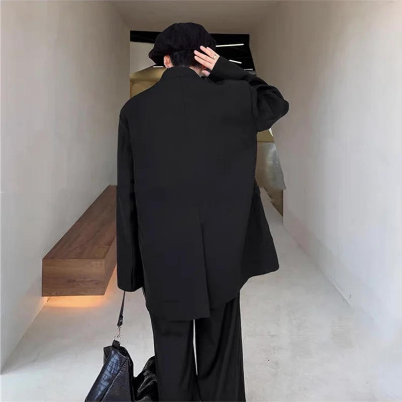 Description Picture 5 of itemNew Chinese Style Trench Coat Men's High-end National Shoulder Pad Suit Jacket Spring Autumn Buckle Mid-length Stand Collar Coat