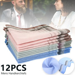 12Pcs Classic Handkerchiefs Towels Multicolor Square Plaid Stripe Pocket Towel for Men Women Wedding Party Business Chest Towel