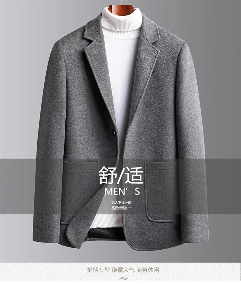 Description Picture 3 of itemClassic Fashion Men's Winter Jacket Business Casual Suit Style Wool Coat Slim Fit Wool & Blends Coats Thickened Man Trench Coat