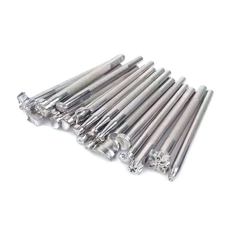 Description Picture 2 of item20x Leather Printing Tool Alloy Carving Hand Making Craft Punch Stamp Sculpture Printed DIY Metal Leather Working Saddle Staming