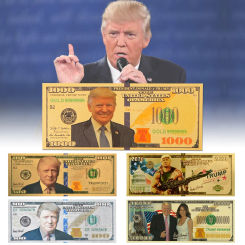US President Donald Trump New $1000 Dollar Bill First Lady Melania 24k Color Gold Banknote PVC Fake Money Gifts for Collection