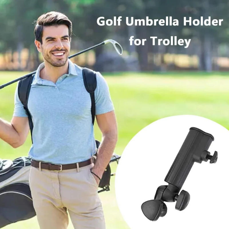 Description Picture 6 of itemNew Plastic Golf Umbrella Holder Accessory Universal Black Trolley Umbrella Clip Adjustable Stand Clamp Golf Accessory
