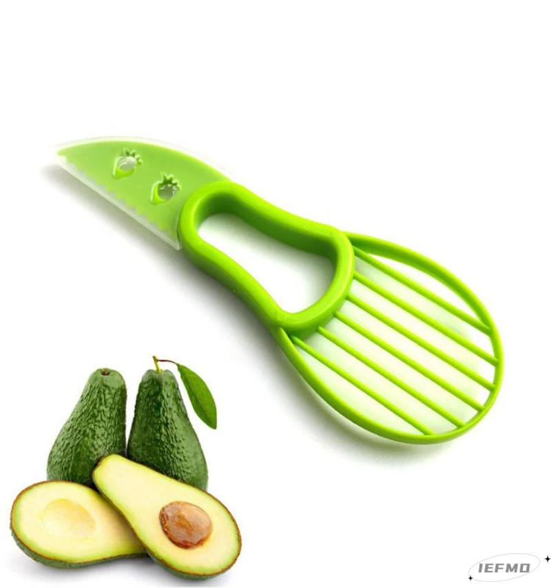 Description Picture 6 of item3 In 1 Avocado Slicer Shea Corer Butter Fruit Peeler Cutter Pulp Separator Plastic Knife Kitchen Vegetable Tools