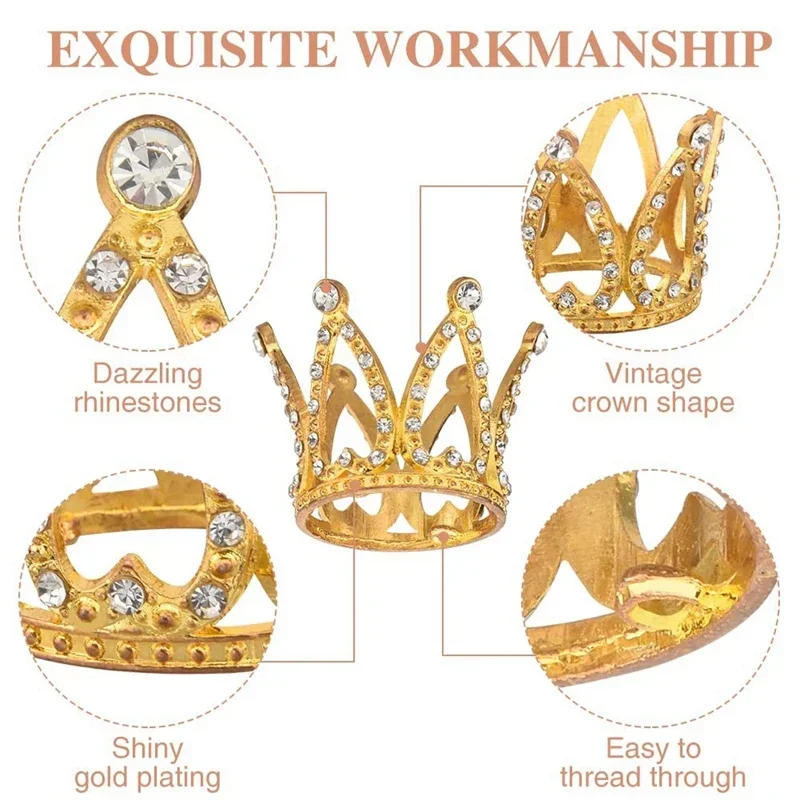 Description Picture 5 of item10 Pcs Tiny Baby Small Rhinestone Tiara Crown Gold Mini Crown Cake Topper For Flower Arrangements Shower Birthday Wedding Decor