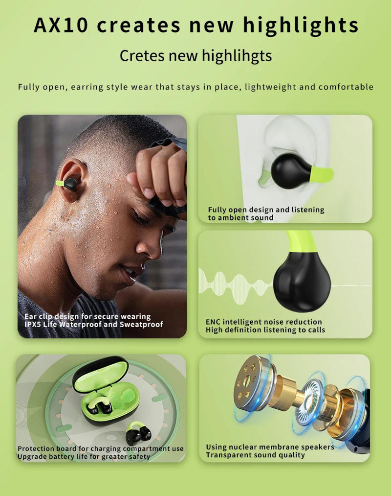 Description Picture 3 of itemWireless ear clip earphones AX10 non-in-ear open V5.3 binaural OWS super long standby sports and fitness universal headphones