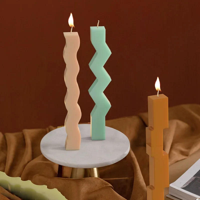 Description Picture 6 of itemLong Strip Wavy Silicone Candle Mold Geometric Shaped Candles Making Supplies Kit DIY Plaster Resin Soap Mould Home Decor Crafts
