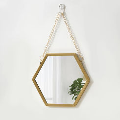 Bathroom Makeup Hanging Mirror Cosmetic Mirror Round Square Hexagon Shape Decorative Mirror Wall Decor Room Decoration Bedroom