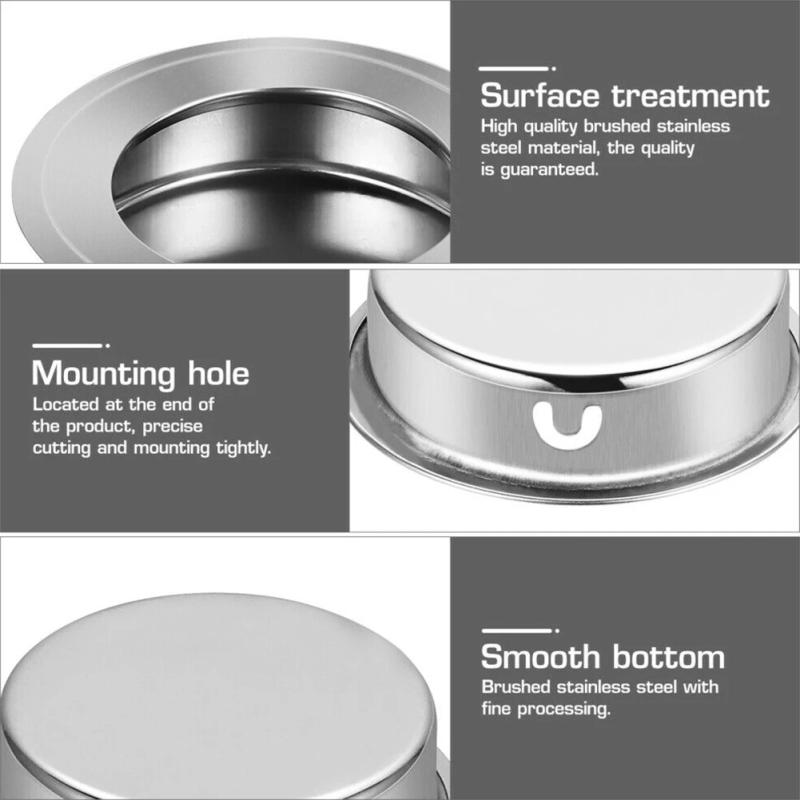 Description Picture 6 of itemSliding Doors Round Hole Handle Cabinet Concealed Handle 4 X 3.5 X 1 Cm Round Silver Brand New Convenient Useful